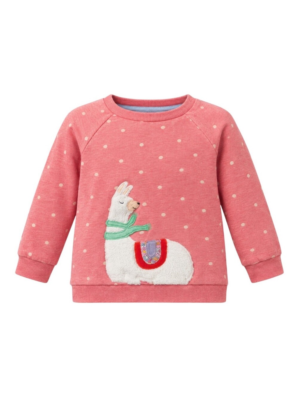 Mini Boden Kids Pink Llama Alpaca Long Sleeve Cotton Shirt Sweatshirt Girls 7 8